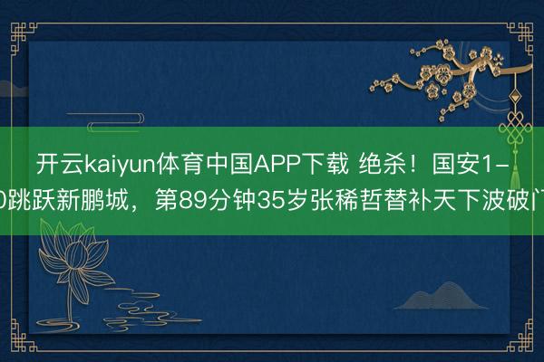 开云kaiyun体育中国APP下载 绝杀！国安1-0跳跃新鹏城，第89分钟35岁张稀哲替补天下波破门