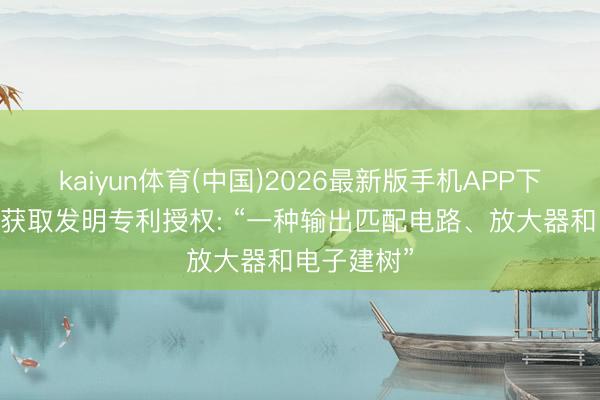 kaiyun体育(中国)2026最新版手机APP下载 慧智微获取发明专利授权: “一种输出匹配电路、放大器和电子建树”