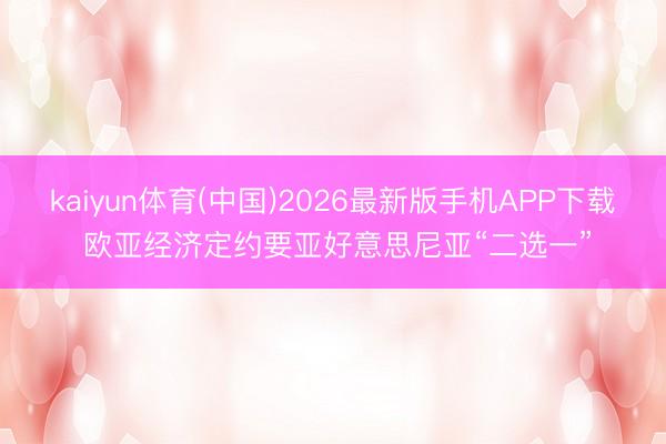 kaiyun体育(中国)2026最新版手机APP下载 欧亚经济定约要亚好意思尼亚“二选一”