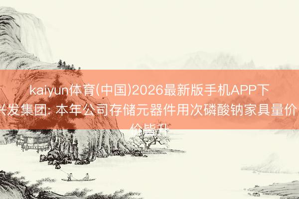 kaiyun体育(中国)2026最新版手机APP下载 兴发集团: 本年公司存储元器件用次磷酸钠家具量价皆升
