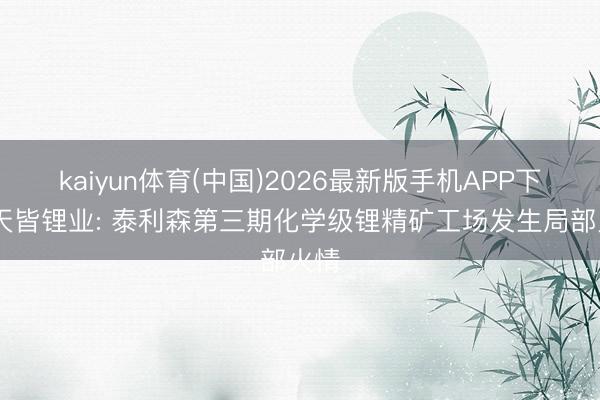 kaiyun体育(中国)2026最新版手机APP下载 天皆锂业: 泰利森第三期化学级锂精矿工场发生局部火情