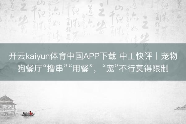 开云kaiyun体育中国APP下载 中工快评丨宠物狗餐厅“撸串”“用餐”，“宠”不行莫得限制