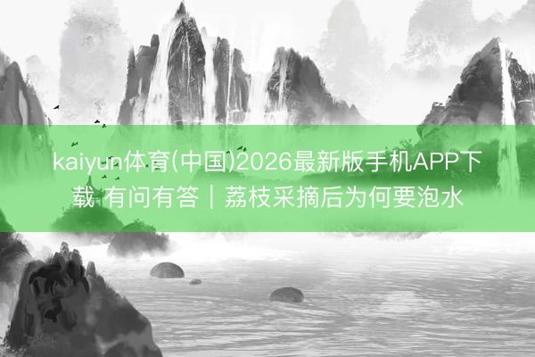 kaiyun体育(中国)2026最新版手机APP下载 有问有答｜荔枝采摘后为何要泡水