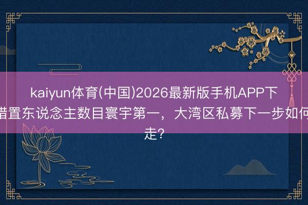 kaiyun体育(中国)2026最新版手机APP下载 措置东说念主数目寰宇第一，大湾区私募下一步如何走？